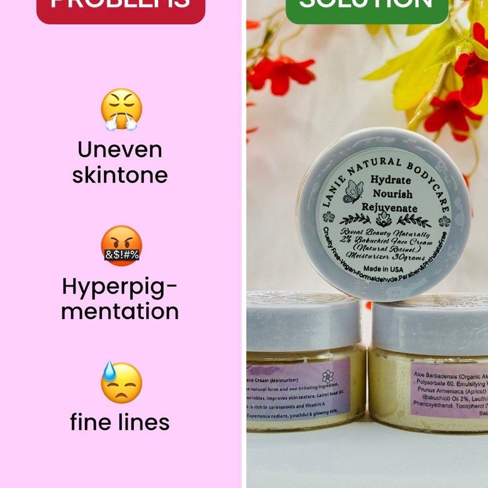 2% BAKUCHIOL + CARROT SEED OIL FACE MOISTURIZER to Hydrate Nourish Rejuvenate